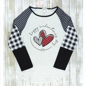 Marie Nicole Happy Valentine Day Black/White Heart Long Sleeve Shirt 6-12 months